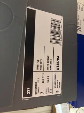New Balance White/Brown Women's Athletic Shoe Box Label - WS327RA